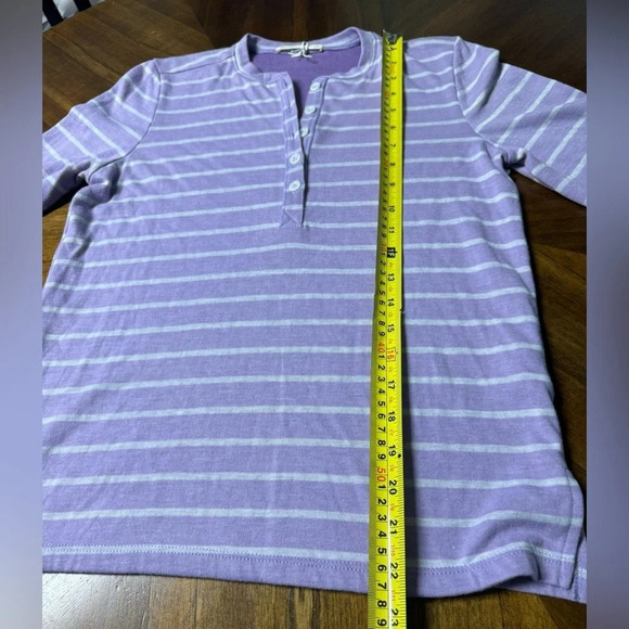 Marine layer DOUBLE KNIT HENLEY Striped LAVENDER Casual Coastal Small - Picture 6 of 9